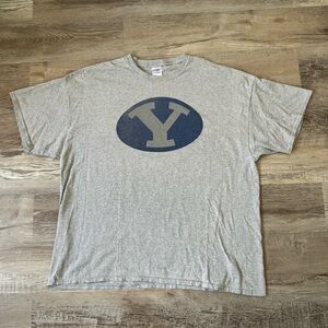 Y2k BYU Cougars NCAA College t shirt gray blue mens XXL